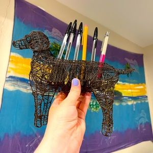 Pottery Barn Dog wired pen pencil holder